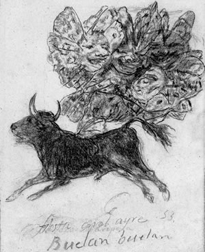 フランシスコ・デ・ゴヤ
《蝶の牡牛》<素描帖G> 53番1825-28年頃 マドリード、国立プラド美術館蔵 Archivo Fotogra'fico,Museo Nacional del Prado.Madrid.