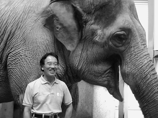 園長とアジアゾウ